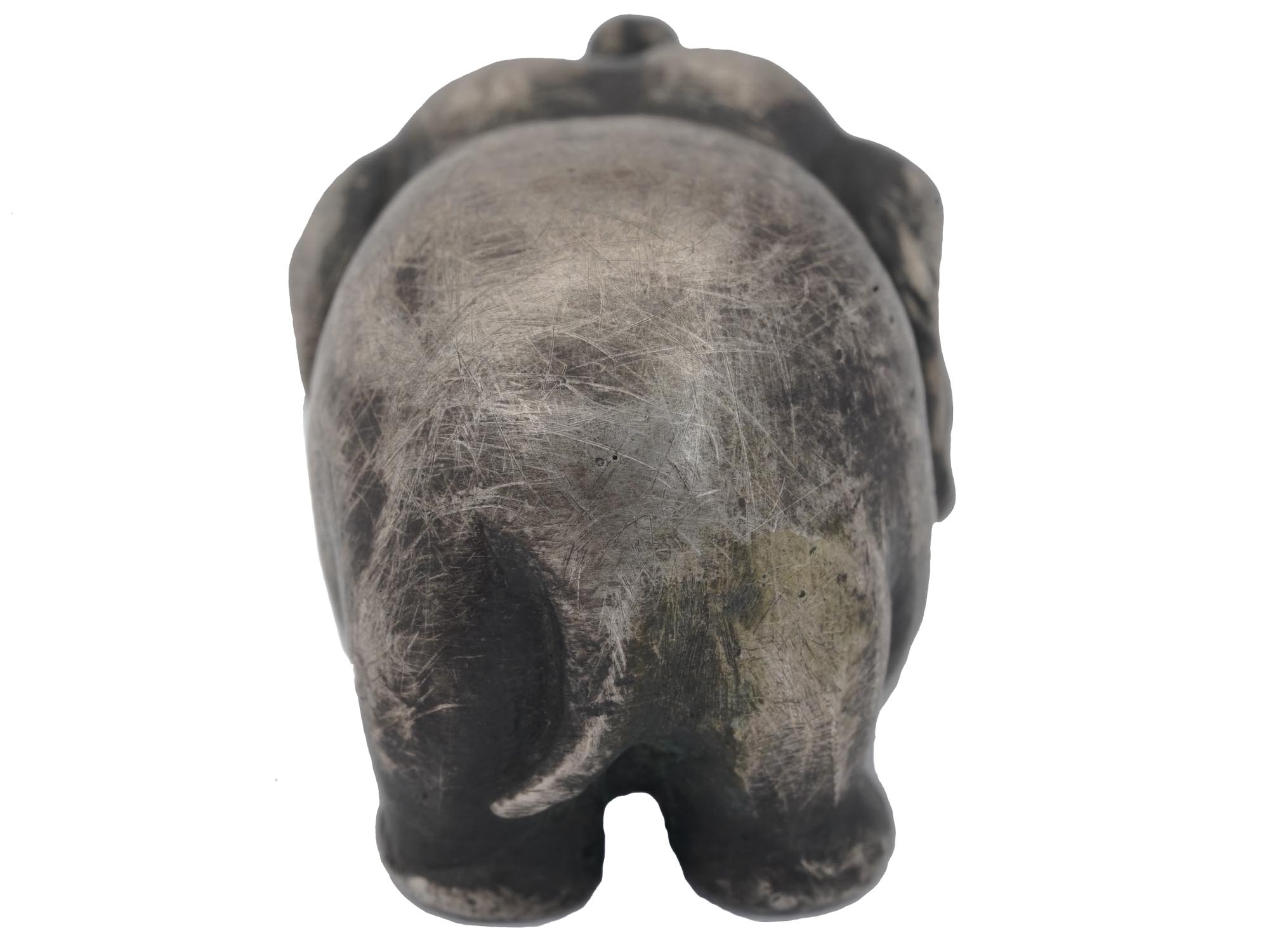 A RUSSIAN SILVER ELEPHANT FIGURINE WITH STONE EYES PIC-5